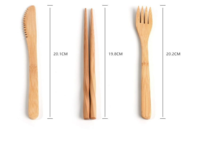 Bamboo Utensils Wooden Travel Cutlery Set Reusable Utensils With Pouch Camping Utensils Zero Waste Fork Spoon Knife Flatware Set - Grand Goldman