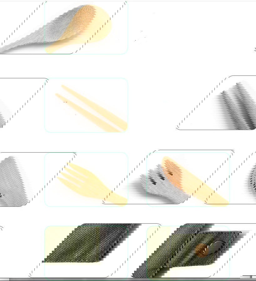 Bamboo Utensils Wooden Travel Cutlery Set Reusable Utensils With Pouch Camping Utensils Zero Waste Fork Spoon Knife Flatware Set - Grand Goldman