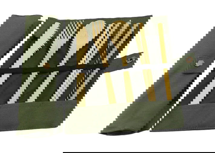 Bamboo Utensils Wooden Travel Cutlery Set Reusable Utensils With Pouch Camping Utensils Zero Waste Fork Spoon Knife Flatware Set - Grand Goldman