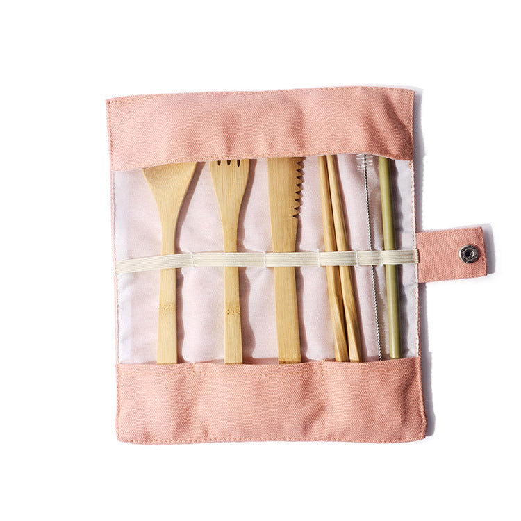 Bamboo Utensils Wooden Travel Cutlery Set Reusable Utensils With Pouch Camping Utensils Zero Waste Fork Spoon Knife Flatware Set - Grand Goldman