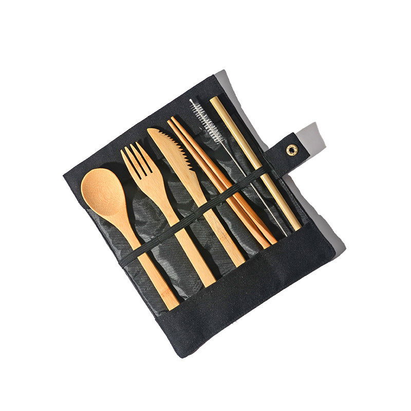 Bamboo Utensils Wooden Travel Cutlery Set Reusable Utensils With Pouch Camping Utensils Zero Waste Fork Spoon Knife Flatware Set - Grand Goldman