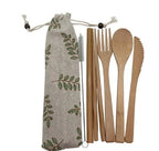 Bamboo Utensils Wooden Travel Cutlery Set Reusable Utensils With Pouch Camping Utensils Zero Waste Fork Spoon Knife Flatware Set - Grand Goldman