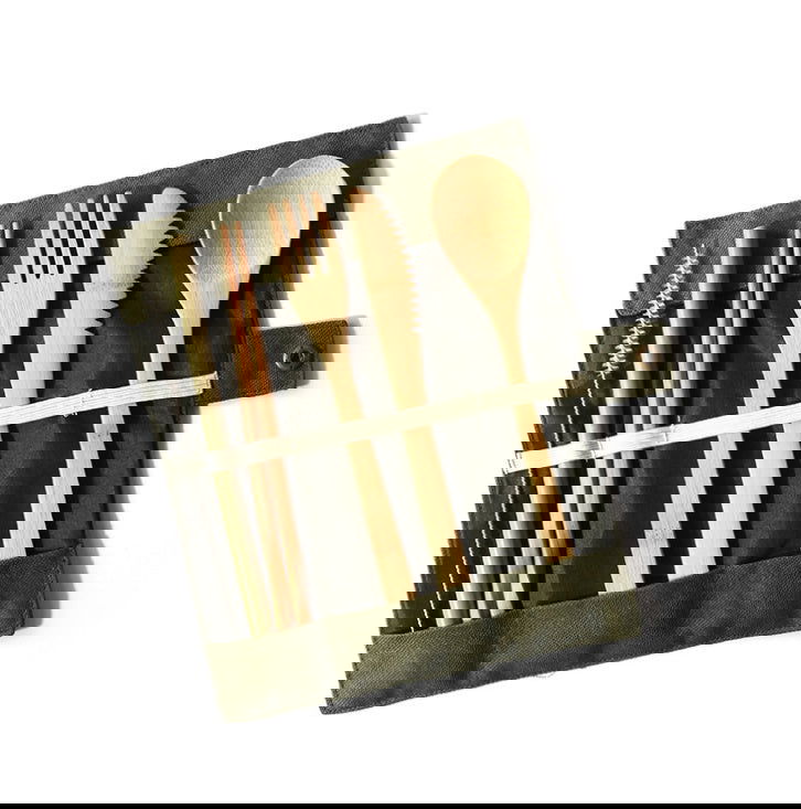 Bamboo Utensils Wooden Travel Cutlery Set Reusable Utensils With Pouch Camping Utensils Zero Waste Fork Spoon Knife Flatware Set - Grand Goldman