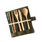 Bamboo Utensils Wooden Travel Cutlery Set Reusable Utensils With Pouch Camping Utensils Zero Waste Fork Spoon Knife Flatware Set - Grand Goldman