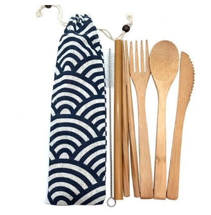Bamboo Utensils Wooden Travel Cutlery Set Reusable Utensils With Pouch Camping Utensils Zero Waste Fork Spoon Knife Flatware Set - Grand Goldman