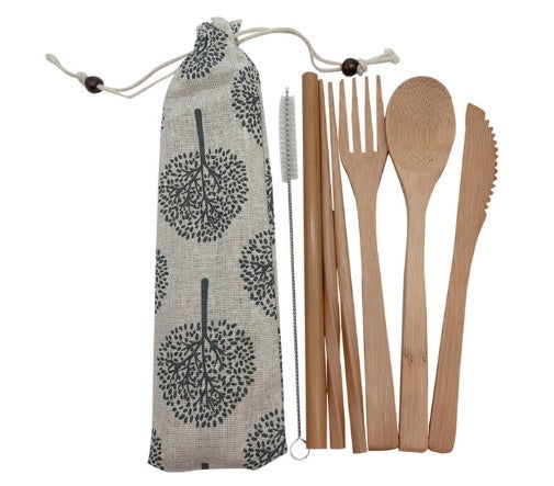 Bamboo Utensils Wooden Travel Cutlery Set Reusable Utensils With Pouch Camping Utensils Zero Waste Fork Spoon Knife Flatware Set - Grand Goldman