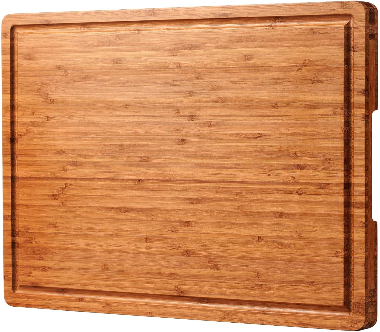 Bamboo Wood Cutting Board for Kitchen, 1" Thick Butcher Block, Cheese Charcuterie Board, with Side Handles and Juice Grooves, 16x11" - Grand Goldman