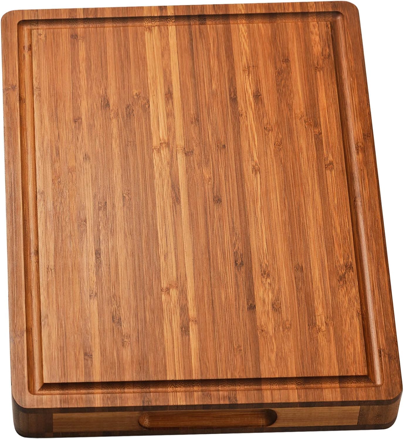Bamboo Wood Cutting Board for Kitchen, 1" Thick Butcher Block, Cheese Charcuterie Board, with Side Handles and Juice Grooves, 16x11" - Grand Goldman