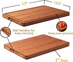 Bamboo Wood Cutting Board for Kitchen, 1" Thick Butcher Block, Cheese Charcuterie Board, with Side Handles and Juice Grooves, 16x11" - Grand Goldman