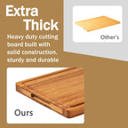 Bamboo Wood Cutting Board for Kitchen, 1" Thick Butcher Block, Cheese Charcuterie Board, with Side Handles and Juice Grooves, 16x11" - Grand Goldman
