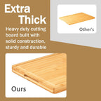 Bamboo Wood Cutting Board for Kitchen, 1" Thick Butcher Block, Cheese Charcuterie Board, with Side Handles and Juice Grooves, 16x11" - Grand Goldman