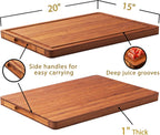 Bamboo Wood Cutting Board for Kitchen, 1" Thick Butcher Block, Cheese Charcuterie Board, with Side Handles and Juice Grooves, 16x11" - Grand Goldman