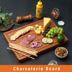 Bamboo Wood Cutting Board for Kitchen, 1" Thick Butcher Block, Cheese Charcuterie Board, with Side Handles and Juice Grooves, 16x11" - Grand Goldman