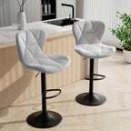 Bar Stools Set of 2,Adjustable Swivel Barstools, Faux Leather Bar Chairs,Upholstered Counter Height with High Backrest for Kitchen Island, Black - Grand Goldman