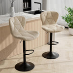 Bar Stools Set of 2,Adjustable Swivel Barstools, Faux Leather Bar Chairs,Upholstered Counter Height with High Backrest for Kitchen Island, Black - Grand Goldman