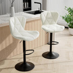 Bar Stools Set of 2,Adjustable Swivel Barstools, Faux Leather Bar Chairs,Upholstered Counter Height with High Backrest for Kitchen Island, Black - Grand Goldman