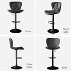 Bar Stools Set of 2,Adjustable Swivel Barstools, Faux Leather Bar Chairs,Upholstered Counter Height with High Backrest for Kitchen Island, Black - Grand Goldman