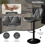 Bar Stools Set of 2,Adjustable Swivel Barstools, Faux Leather Bar Chairs,Upholstered Counter Height with High Backrest for Kitchen Island, Black - Grand Goldman