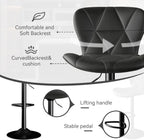 Bar Stools Set of 2,Adjustable Swivel Barstools, Faux Leather Bar Chairs,Upholstered Counter Height with High Backrest for Kitchen Island, Black - Grand Goldman