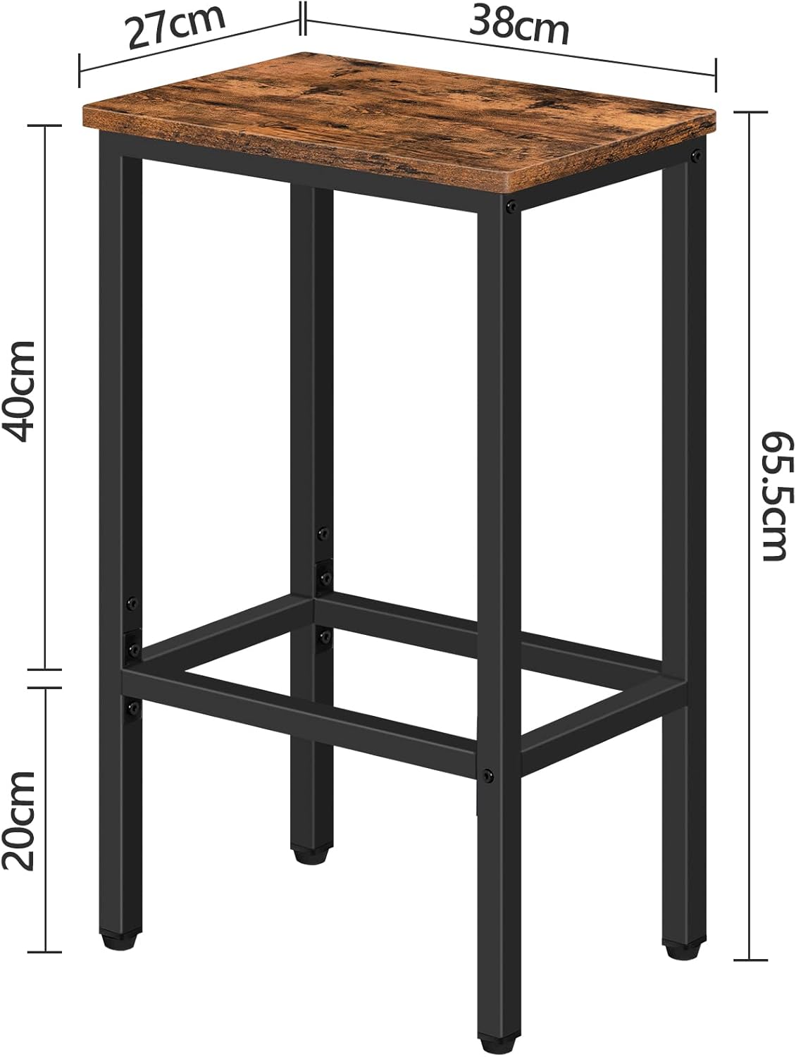 Bar Stools, Set of 2 Bar Chairs, Kitchen Breakfast Bar Stools with Footrest, 25.8" Dining Stools, Rectangular Industrial Bar Chairs, for Dining Room, Kitchen,Rustic Brown BAHR0101Z - Grand Goldman