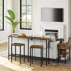 Bar Stools, Set of 2 Bar Chairs, Kitchen Breakfast Bar Stools with Footrest, 25.8" Dining Stools, Rectangular Industrial Bar Chairs, for Dining Room, Kitchen,Rustic Brown BAHR0101Z - Grand Goldman