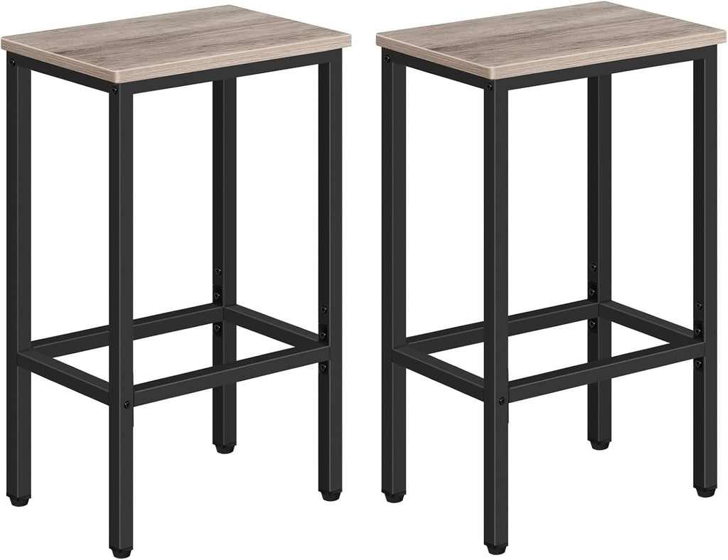 Bar Stools, Set of 2 Bar Chairs, Kitchen Breakfast Bar Stools with Footrest, 25.8" Dining Stools, Rectangular Industrial Bar Chairs, for Dining Room, Kitchen,Rustic Brown BAHR0101Z - Grand Goldman