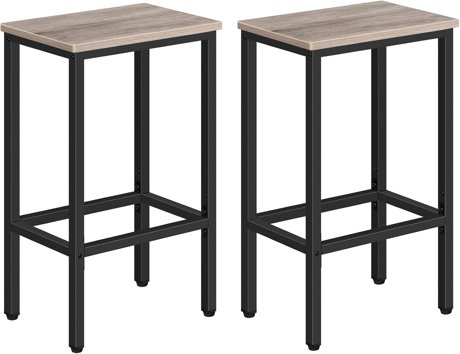 Bar Stools, Set of 2 Bar Chairs, Kitchen Breakfast Bar Stools with Footrest, 25.8" Dining Stools, Rectangular Industrial Bar Chairs, for Dining Room, Kitchen,Rustic Brown BAHR0101Z - Grand Goldman
