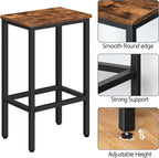 Bar Stools, Set of 2 Bar Chairs, Kitchen Breakfast Bar Stools with Footrest, 25.8" Dining Stools, Rectangular Industrial Bar Chairs, for Dining Room, Kitchen,Rustic Brown BAHR0101Z - Grand Goldman