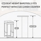 Bar Stools Set of 3, 24" Counter Height Bar Stools, Faux Leather Barstools for Kitchen Island, Backless Saddle Stools with Metal Legs (Grey, 3PCS 24" Counter Stools) - Grand Goldman