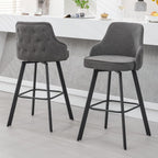 Bar Stools Set of 3, 26" Swivel Counter Height Bar Stools with High Back, Linen Kitchen Barstools Counter Height for Kitchen Island (Dark Grey, 3PCS 26" Counter Stools) - Grand Goldman