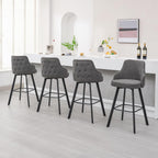 Bar Stools Set of 3, 26" Swivel Counter Height Bar Stools with High Back, Linen Kitchen Barstools Counter Height for Kitchen Island (Dark Grey, 3PCS 26" Counter Stools) - Grand Goldman