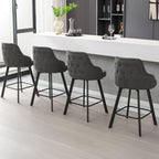Bar Stools Set of 3, 26" Swivel Counter Height Bar Stools with High Back, Linen Kitchen Barstools Counter Height for Kitchen Island (Dark Grey, 3PCS 26" Counter Stools) - Grand Goldman