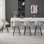 Bar Stools Set of 3, 26" Swivel Counter Height Bar Stools with High Back, Linen Kitchen Barstools Counter Height for Kitchen Island (Dark Grey, 3PCS 26" Counter Stools) - Grand Goldman