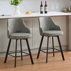 Bar Stools Set of 3, 26" Swivel Counter Height Bar Stools with High Back, Linen Kitchen Barstools Counter Height for Kitchen Island (Dark Grey, 3PCS 26" Counter Stools) - Grand Goldman