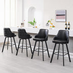 Bar Stools Set of 3, 26" Swivel Counter Height Bar Stools with High Back, Linen Kitchen Barstools Counter Height for Kitchen Island (Dark Grey, 3PCS 26" Counter Stools) - Grand Goldman