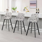 Bar Stools Set of 3, 26" Swivel Counter Height Bar Stools with High Back, Linen Kitchen Barstools Counter Height for Kitchen Island (Dark Grey, 3PCS 26" Counter Stools) - Grand Goldman