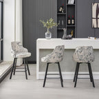 Bar Stools Set of 3, 26" Swivel Counter Height Bar Stools with High Back, Linen Kitchen Barstools Counter Height for Kitchen Island (Dark Grey, 3PCS 26" Counter Stools) - Grand Goldman