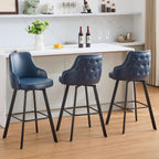 Bar Stools Set of 3, 26" Swivel Counter Height Bar Stools with High Back, Linen Kitchen Barstools Counter Height for Kitchen Island (Dark Grey, 3PCS 26" Counter Stools) - Grand Goldman