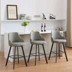 Bar Stools Set of 3, 26" Swivel Counter Height Bar Stools with High Back, Linen Kitchen Barstools Counter Height for Kitchen Island (Dark Grey, 3PCS 26" Counter Stools) - Grand Goldman