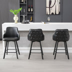 Bar Stools Set of 3, 26" Swivel Counter Height Bar Stools with High Back, Linen Kitchen Barstools Counter Height for Kitchen Island (Dark Grey, 3PCS 26" Counter Stools) - Grand Goldman