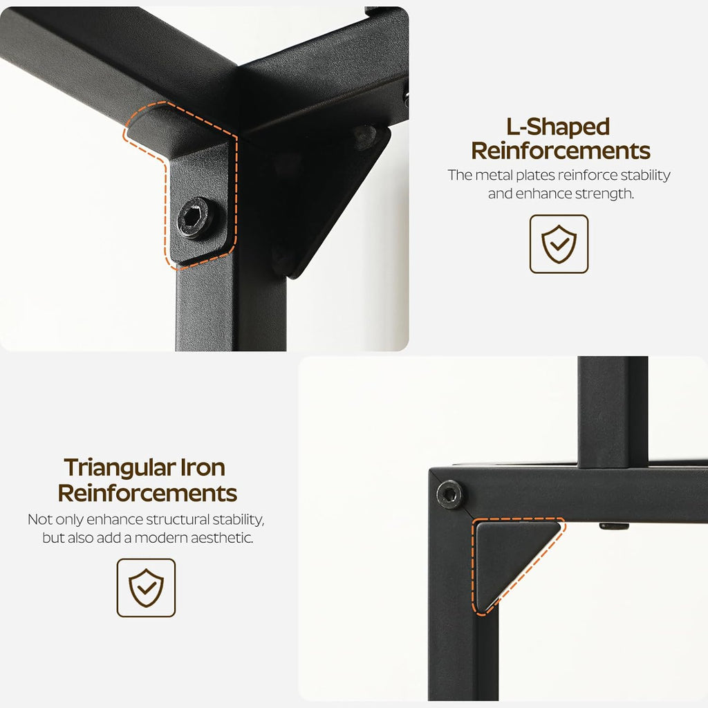 Bar Table with LED Lights, Counter Height Table, Bar Height Table, Pub Table, Gaming Table, Metal Frame, for Living Room, Dining Room, Pub, Rustic Brown and Black BT01DBR - Grand Goldman