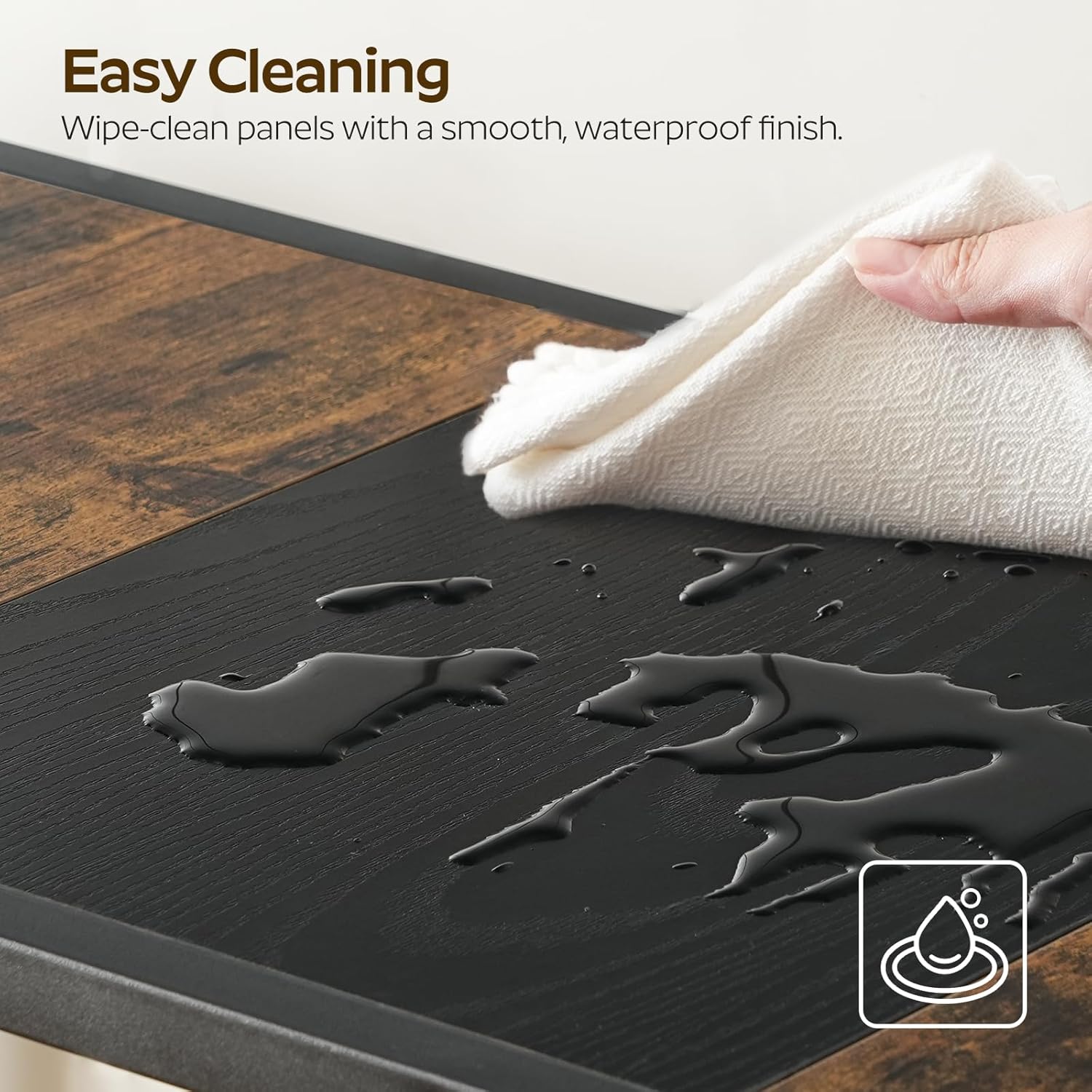 Bar Table with LED Lights, Counter Height Table, Bar Height Table, Pub Table, Gaming Table, Metal Frame, for Living Room, Dining Room, Pub, Rustic Brown and Black BT01DBR - Grand Goldman