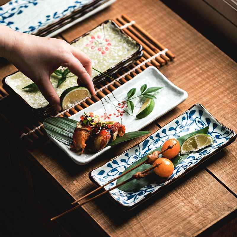 Barbecue Plate Rectangular Sushi Ceramic Plate - Grand Goldman