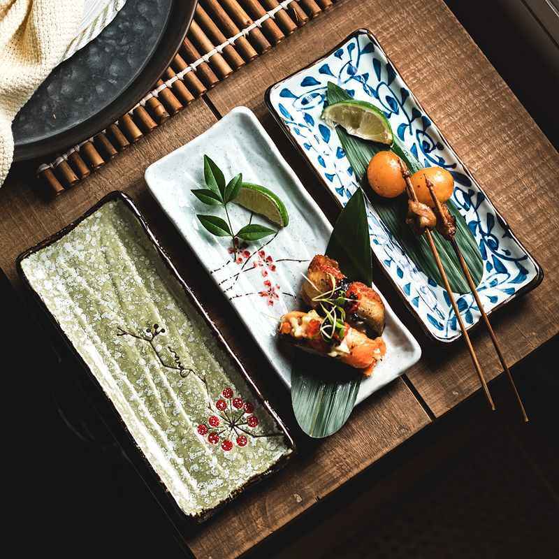 Barbecue Plate Rectangular Sushi Ceramic Plate - Grand Goldman