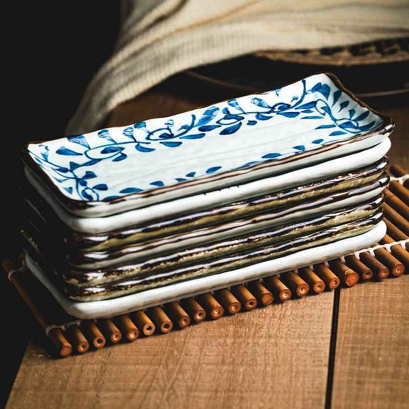 Barbecue Plate Rectangular Sushi Ceramic Plate - Grand Goldman