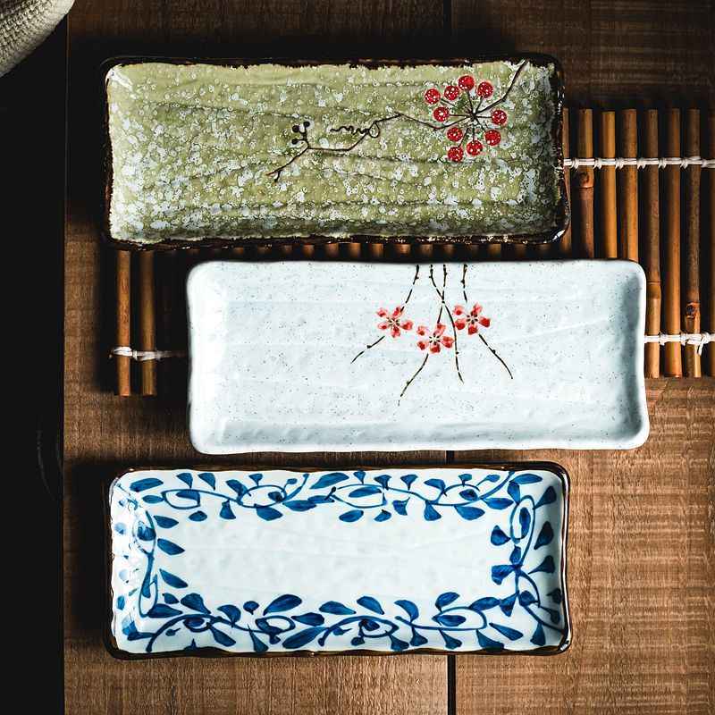 Barbecue Plate Rectangular Sushi Ceramic Plate - Grand Goldman