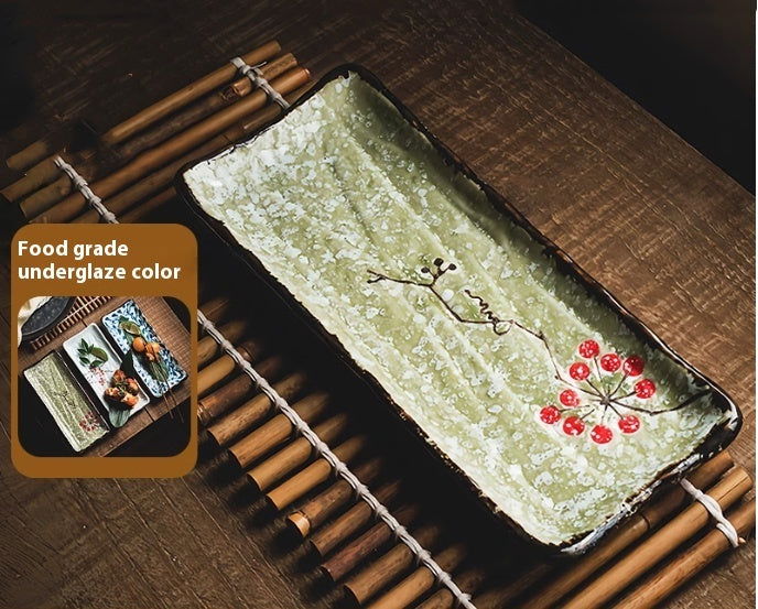 Barbecue Plate Rectangular Sushi Ceramic Plate - Grand Goldman