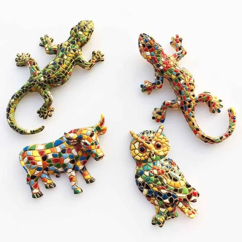 Barcelon Spain fridge magnets Travel Commemorative Hand-painted Lizard Bull Owl Evil Crafts Magnetic magnets for refrigerators - Grand Goldman