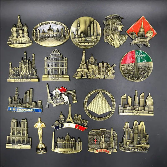 Barcelona Spain Refrigerator Magnets USA Egypt Austria Spain Dubai Russia Paris Egyptian Pyramids 3DFridge Magnet Souvenir Decor - Grand Goldman