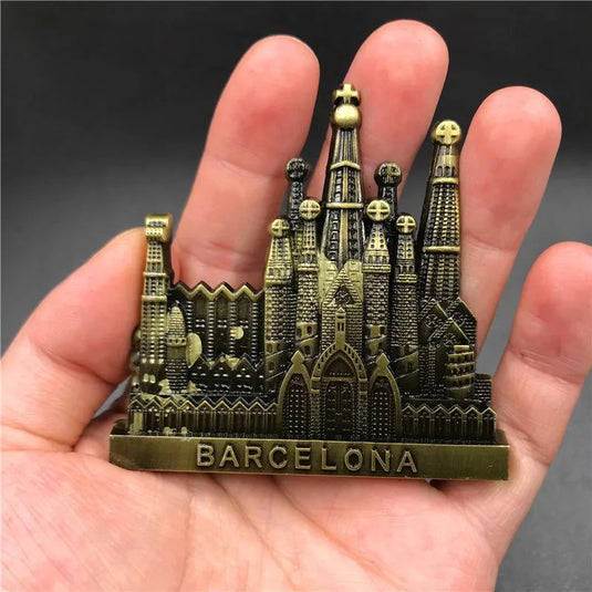 Barcelona Spain Refrigerator Magnets USA Egypt Austria Spain Dubai Russia Paris Egyptian Pyramids 3DFridge Magnet Souvenir Decor - Grand Goldman